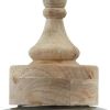 Inverted U Glass Pendant Light with Wood Finial Crown Top, Brown and Clear