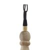 Inverted U Glass Pendant Light with Wood Finial Crown Top, Brown and Clear