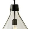 Teardrop Glass Pendant Lighting with Metal Chain, Clear and Black