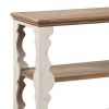 Traditional Style Console Sofa Table with Scalloped Design, White and Brown