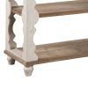 Traditional Style Console Sofa Table with Scalloped Design, White and Brown