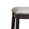 29 Inch Wooden Bar Stool with Upholstered Cushion Seat, Set of 2, Gray and Black
