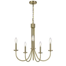 Metal Chandelier with 5 Candelabra Holders, Gold