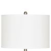 Metal Table Lamp with Fabric Drum Shade, White and Silver