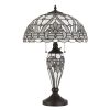 Glass Table Lamp with Umbrella Shade and Pull Chain Switch, Gray