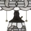 Glass Table Lamp with Umbrella Shade and Pull Chain Switch, Gray