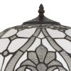 Glass Table Lamp with Umbrella Shade and Pull Chain Switch, Gray