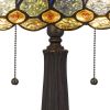 120 Watt Tiffany Table Lamp with Engraved Base, Multicolor