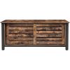 50 Inches TV Stand with Louvered Sliding Doors, Brown and Black