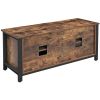 50 Inches TV Stand with Louvered Sliding Doors, Brown and Black