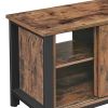 50 Inches TV Stand with Louvered Sliding Doors, Brown and Black
