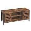 50 Inches Wooden TV Stand with 2 Louvered Doors, Brown and Black