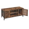 50 Inches Wooden TV Stand with 2 Louvered Doors, Brown and Black