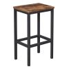 25.6 Inches Bar Stool with Wooden Seat, Set of 2, Brown and Black
