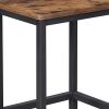 25.6 Inches Bar Stool with Wooden Seat, Set of 2, Brown and Black