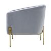 Velvet Upholstered Accent Chair with Spindle Legs, Gray