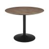 30 Inch Round Wooden Top Modern Dining Table, Black and Brown