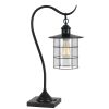 25 Inch Metal Downbridge Design Desk Lamp with Caged Shade, Dark Bronze