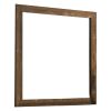 39 Inch Square Wooden Frame Rustic Mirror, Walnut