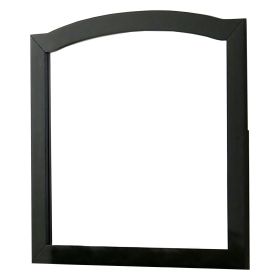 35 Inch Transitional Style Wooden Frame Square Mirror, Black