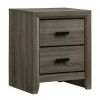 24 Inch 2 Drawer Wooden Nightstand with Finger Pulls, Brown
