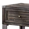 1 Drawer Wooden End Table with Metal Angled Legs, Brown