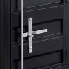 Industrial Style End Table with Sliding Door Storage, Black