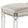 Tufted Leatherette Seater Wooden Bench with Mirror Accents, White