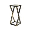 19.5 Inches Stone Top Plant Stand with Geometric Base, Black and Gray