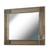 44 Inch Rectangular Mirror with Carved Corners, Brown