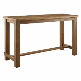 Wooden Top Bar Height Table with Thick Block Legs, Brown