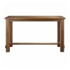 Wooden Top Bar Height Table with Thick Block Legs, Brown