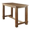 Wooden Top Bar Height Table with Thick Block Legs, Brown