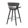27 Inches Saddle Seat Leatherette Counter Stool, Gray