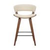 27 Inches Saddle Seat Leatherette Counter Stool, Cream and Brown