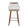 26 Inches Counter Height Barstool with Spindle Back, Brown and Black