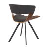 18 Inches Curved Padded Dining Chair with Angled Legs, Brown and Black