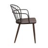 Metal Frame Side Chair with Open Backrest, Black and Brown