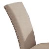 Wooden Side Chairs with Nailhead Trims, Set of 2, Beige and Black