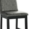 Wooden Counter Height Chairs with Padded Backrest, Set of 2, Gray and Black