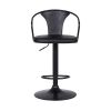 Adjustable Leatherette Swivel Barstool with Curved Back, Black