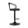 Adjustable Leatherette Swivel Barstool with Curved Back, Black
