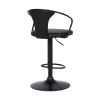 Adjustable Leatherette Swivel Barstool with Curved Back, Black