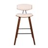 28.5 Inches Contoured Seat Leatherette Barstool, Cream