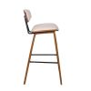 28.5 Inches Contoured Seat Leatherette Barstool, Cream