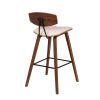 28.5 Inches Contoured Seat Leatherette Barstool, Cream