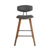 28.5 Inches Contoured Seat Leatherette Barstool, Brown