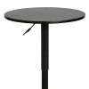 24 Inches Round Adjustable Pub Table with Metal Base, Black