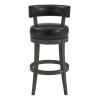 31 Inches Nailhead Trim Leatherette Swivel Barstool, Gray