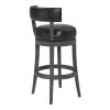 31 Inches Nailhead Trim Leatherette Swivel Barstool, Gray